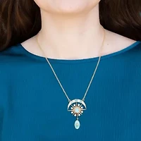 Celestial Blue Turquoise Golden Drop Necklace