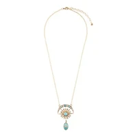 Celestial Blue Turquoise Golden Drop Necklace