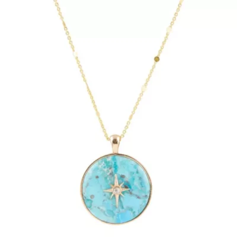 Celestial Blue Turquoise Golden Pendant Necklace