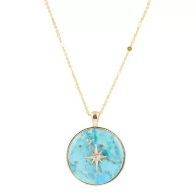 Celestial Blue Turquoise Golden Pendant Necklace