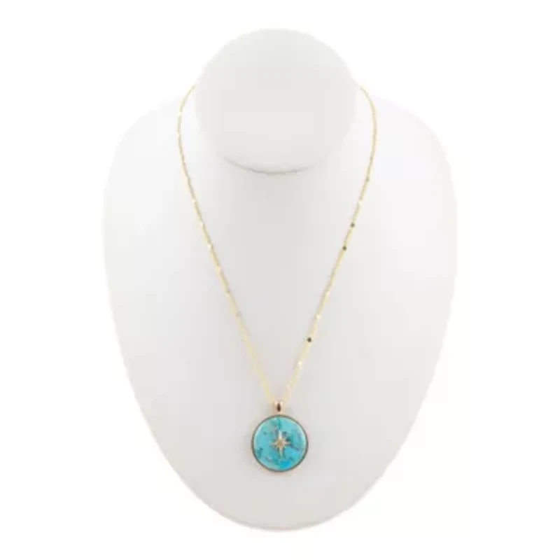 Celestial Blue Turquoise Golden Pendant Necklace