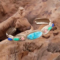 Concho Colorful Golden Cuff Bracelet
