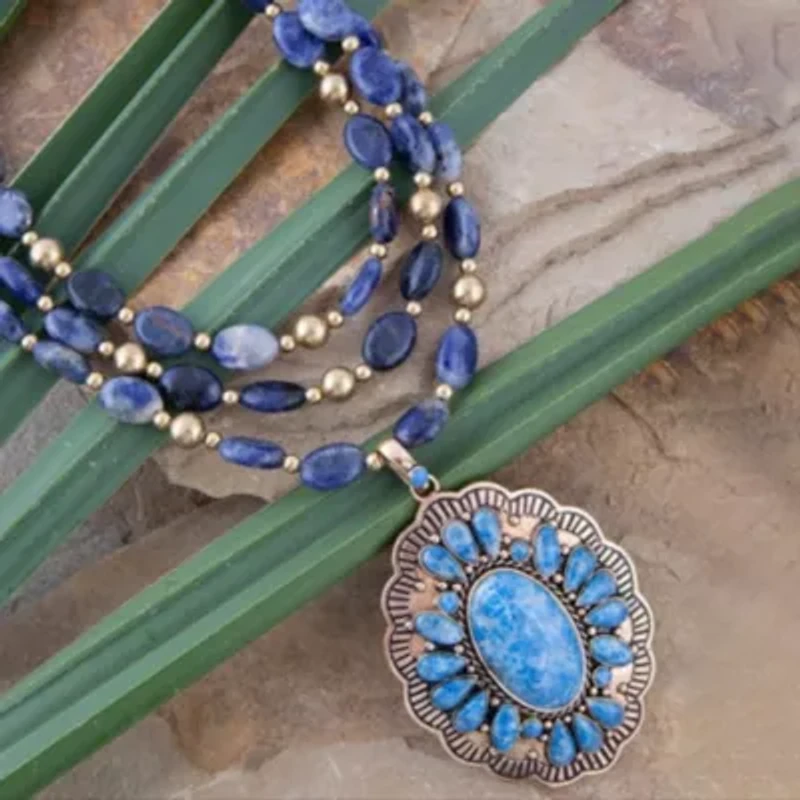 Concho Denim Blue Lapis Golden Statement Necklace