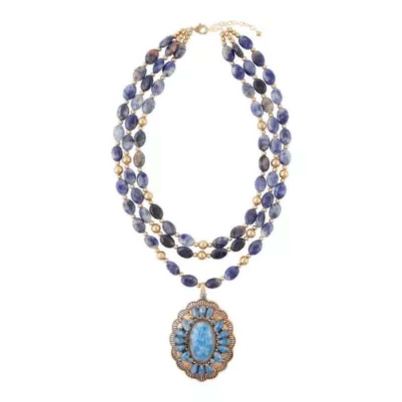 Concho Denim Blue Lapis Golden Statement Necklace