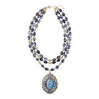Concho Denim Blue Lapis Golden Statement Necklace
