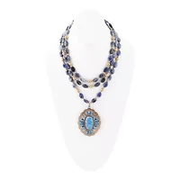 Concho Denim Blue Lapis Golden Statement Necklace