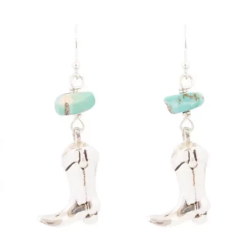 Sterling Silver Boot Charm and Blue Turquoise Earrings