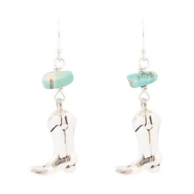 Sterling Silver Boot Charm and Blue Turquoise Earrings