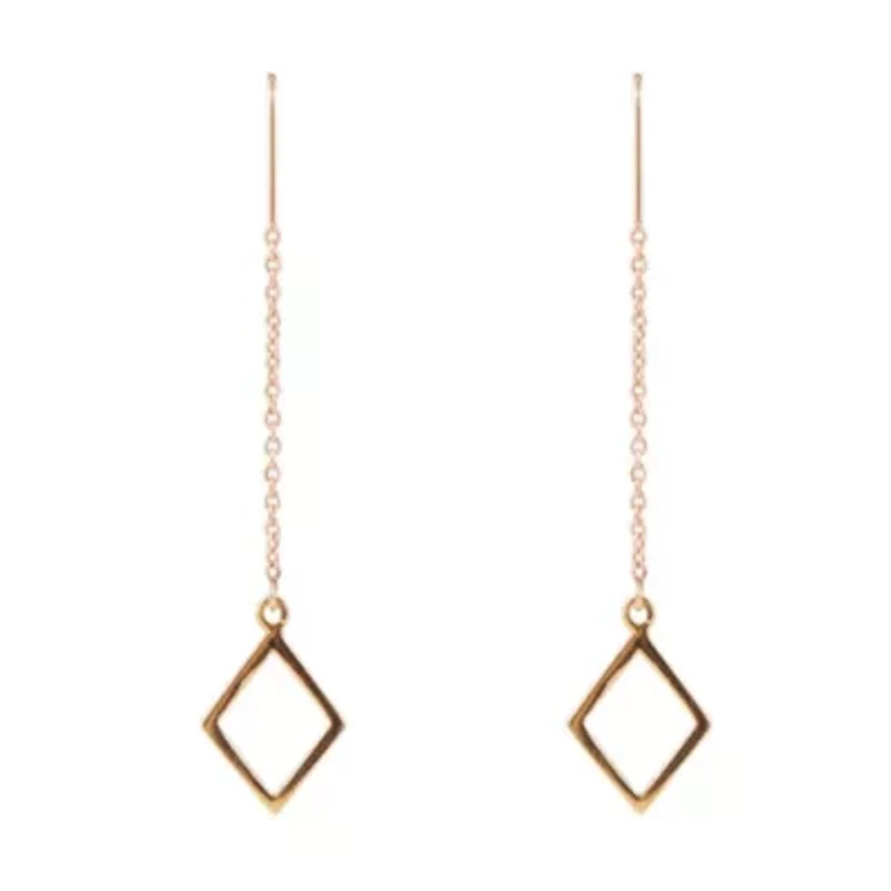 Bronze Geometric Threader Earrings