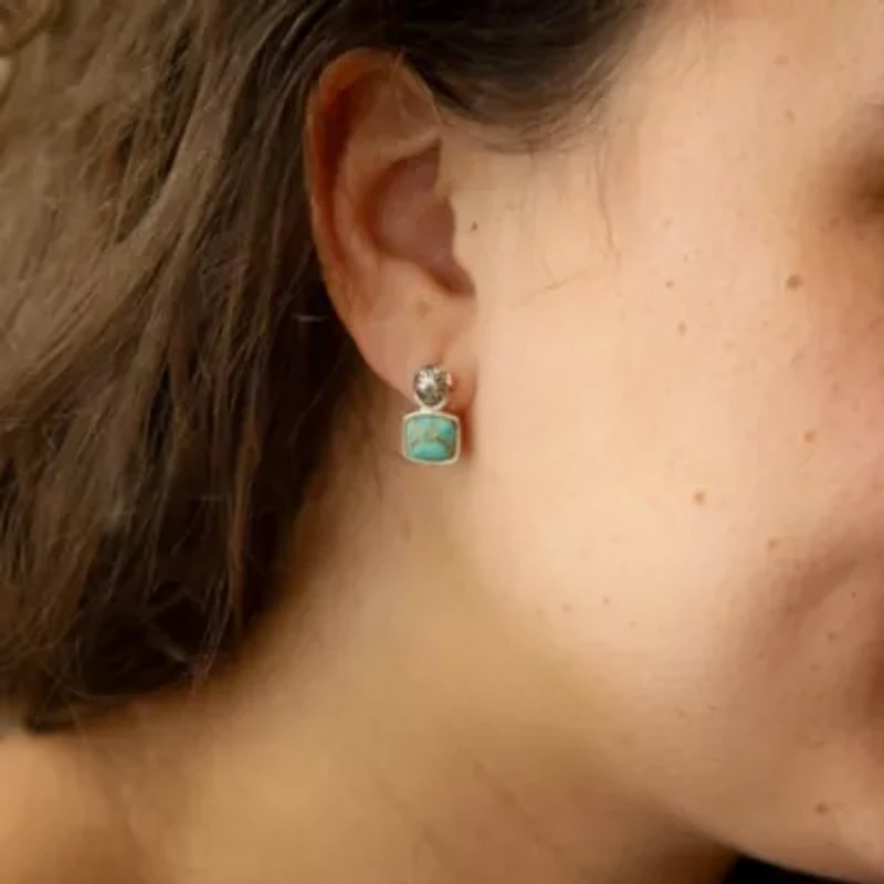 Little Bits Blue Turquoise Post Silver Earrings