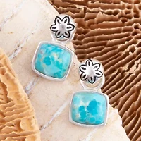 Little Bits Blue Turquoise Post Silver Earrings