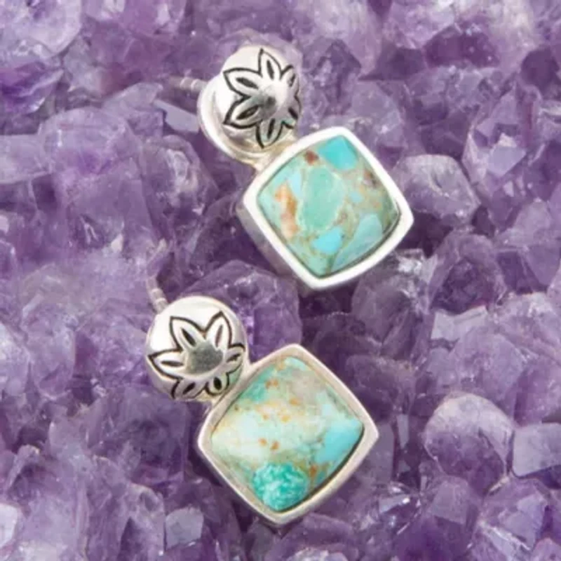 Little Bits Blue Turquoise Post Silver Earrings