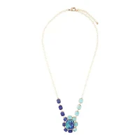 Duality Blue Lapis and Turquoise Golden Pendant Necklace
