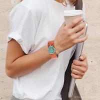 Blue Turquoise Leather Golden Cuff Bracelet