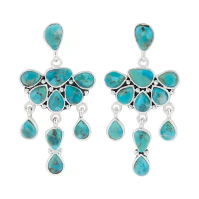 Durango Blue Turquoise Silver Chandelier Earrings