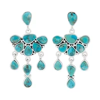 Durango Blue Turquoise Silver Chandelier Earrings