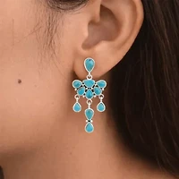 Durango Blue Turquoise Silver Chandelier Earrings
