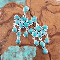 Durango Blue Turquoise Silver Chandelier Earrings