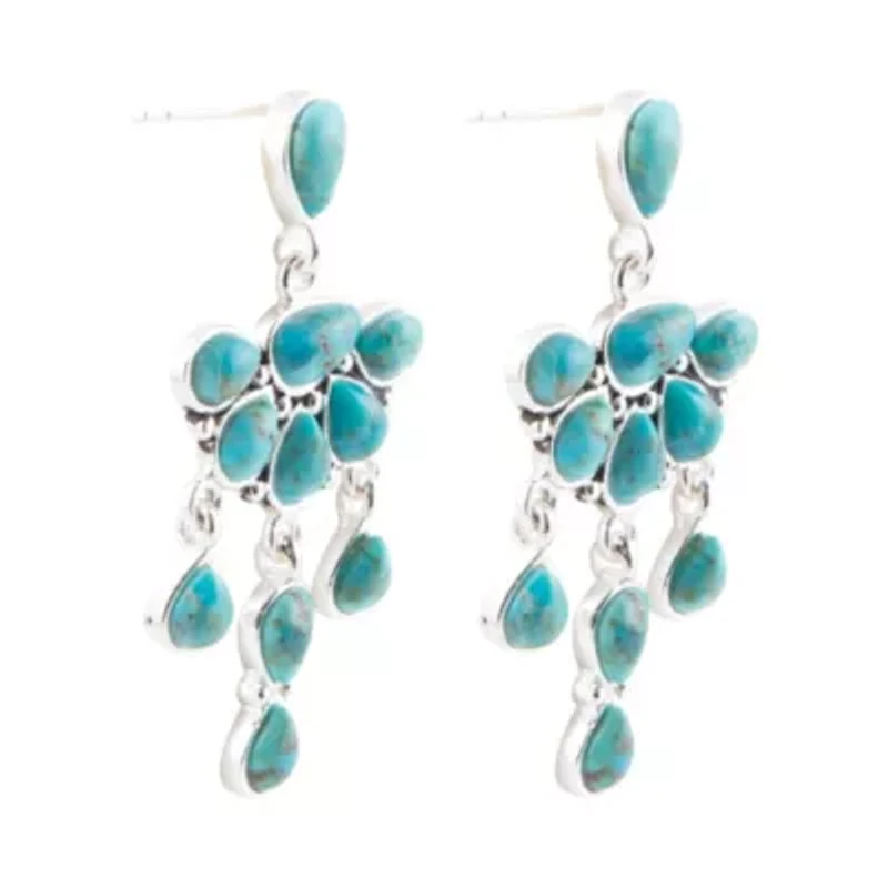 Durango Blue Turquoise Silver Chandelier Earrings