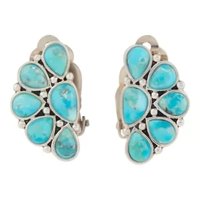 Durango Blue Turquoise Silver Clip Earrings