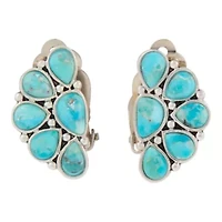 Durango Blue Turquoise Silver Clip Earrings