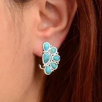 Durango Blue Turquoise Silver Clip Earrings