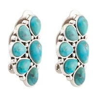 Durango Blue Turquoise Silver Clip Earrings