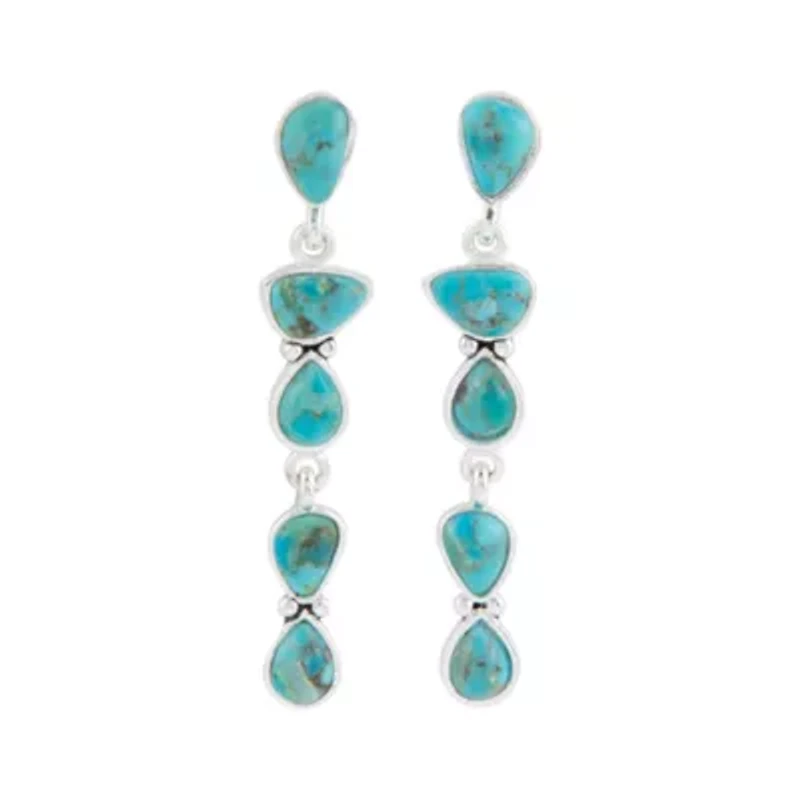 Durango Blue Turquoise and Silver Linear Post Earrings