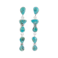 Durango Blue Turquoise and Silver Linear Post Earrings