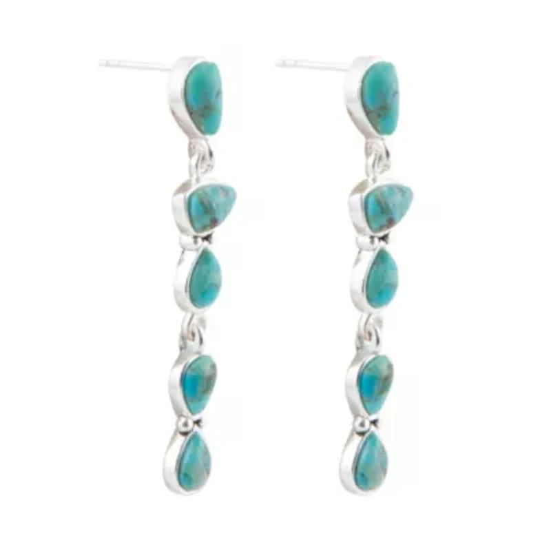 Durango Blue Turquoise and Silver Linear Post Earrings