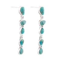 Durango Blue Turquoise and Silver Linear Post Earrings