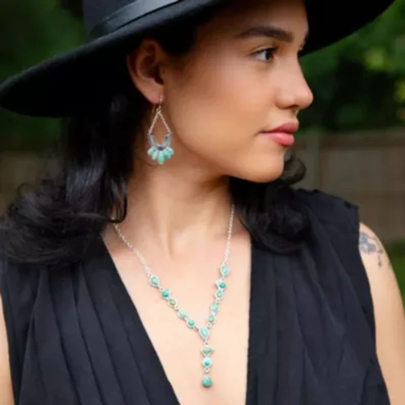 Durango Blue Turquoise and Silver Y-Necklace
