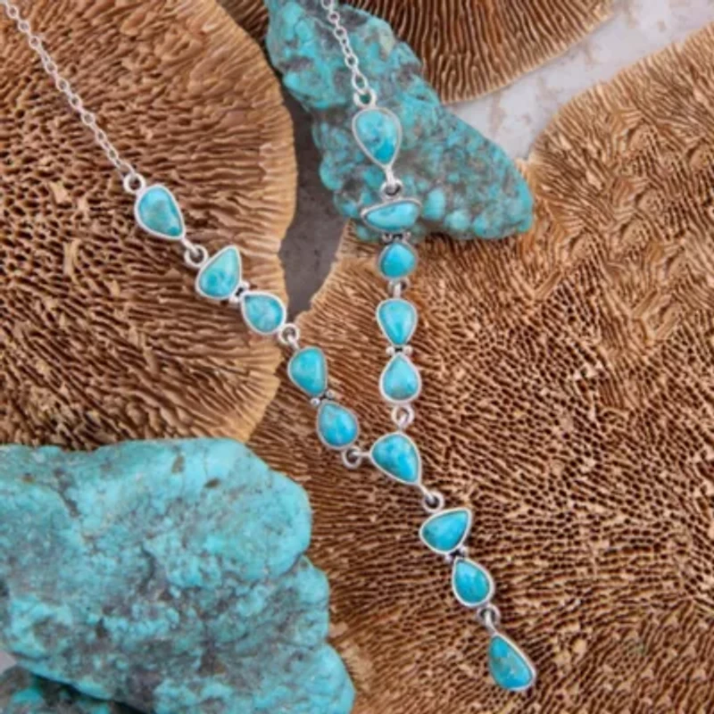 Durango Blue Turquoise and Silver Y-Necklace
