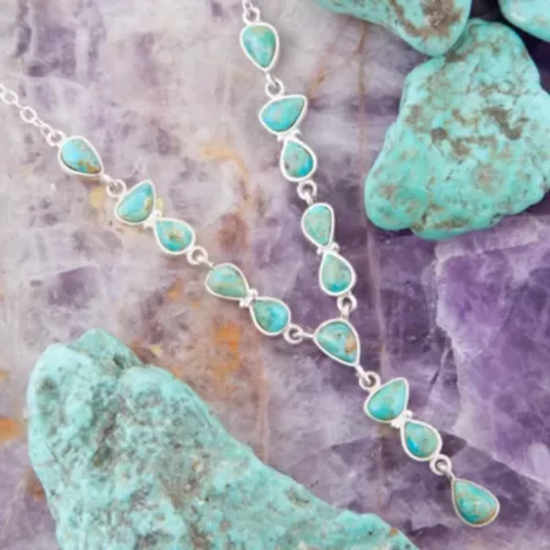 Durango Blue Turquoise and Silver Y-Necklace