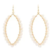 White Mother of Pearl Tear Drop Golden Loop Earrings