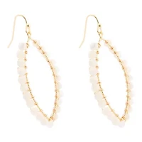 White Mother of Pearl Tear Drop Golden Loop Earrings