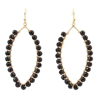 Black Onyx Tear Drop Golden Loop Earrings