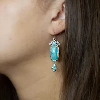 Emile Blue Turquoise Silver Dangle Earrings