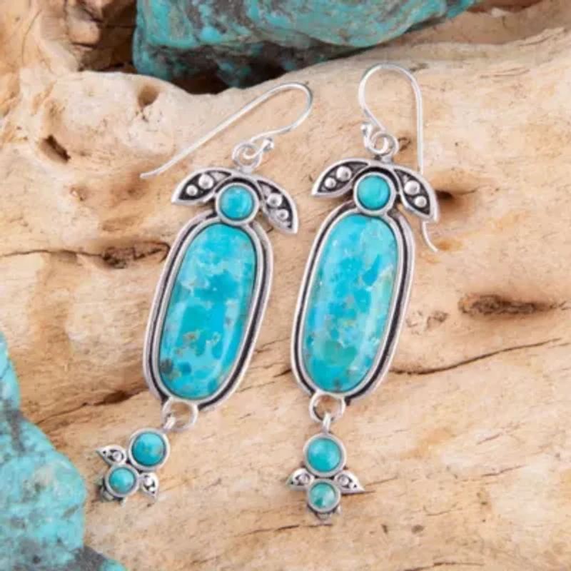 Emile Blue Turquoise Silver Dangle Earrings