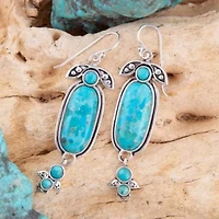 Emile Blue Turquoise Silver Dangle Earrings