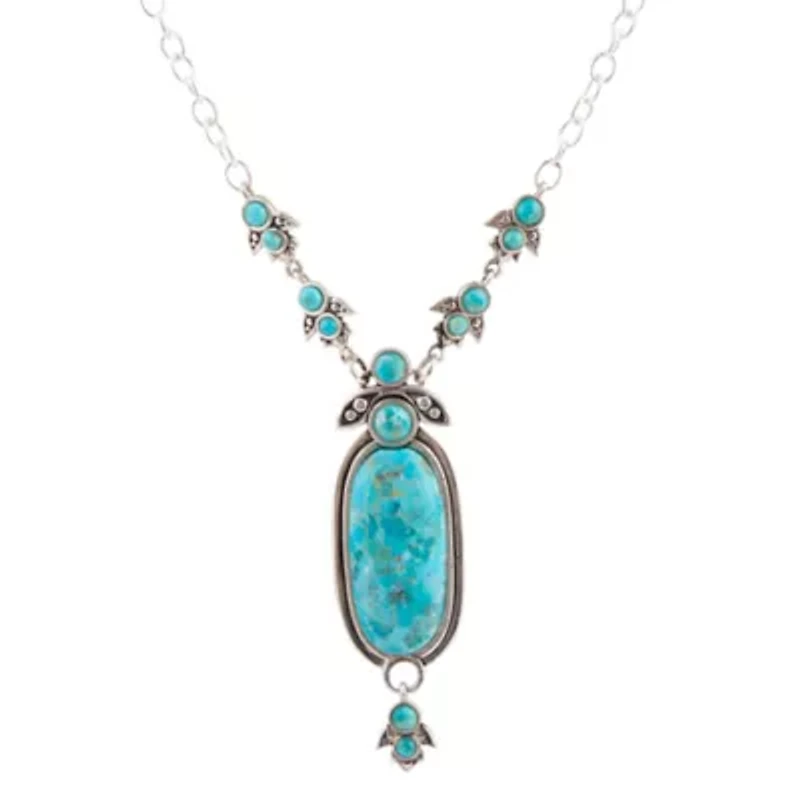 Emile Silver and Blue Turquoise Pendant Necklace