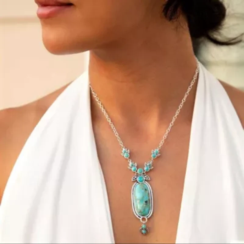 Emile Silver and Blue Turquoise Pendant Necklace