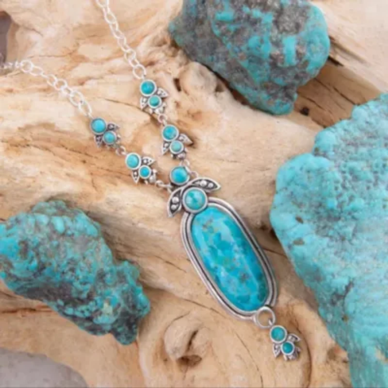 Emile Silver and Blue Turquoise Pendant Necklace