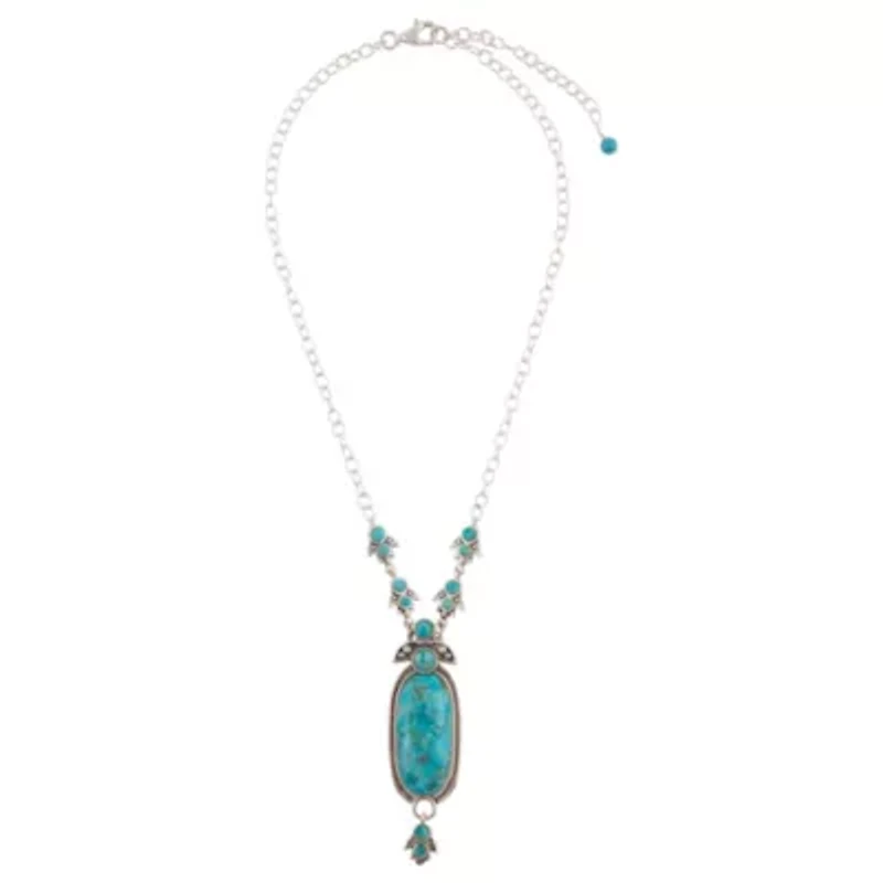 Emile Silver and Blue Turquoise Pendant Necklace