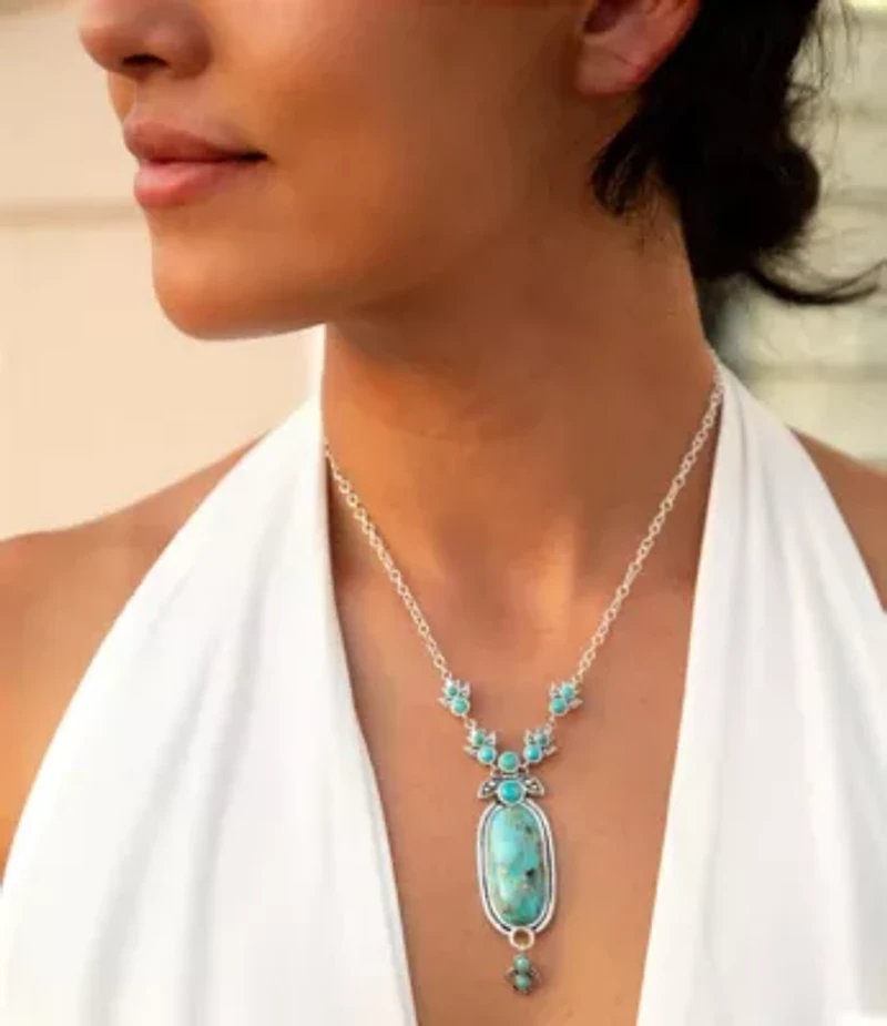 Barse Jewelry Emile Sterling Silver and Blue Turquoise Pendant Necklace