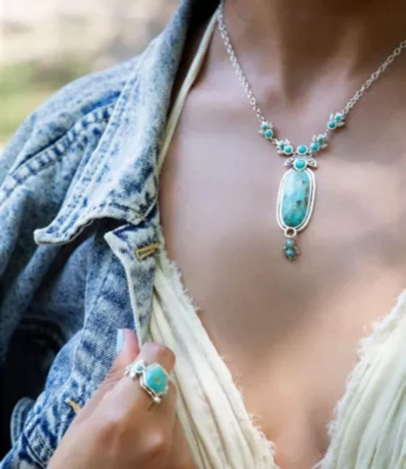 Barse Jewelry Emile Sterling Silver and Blue Turquoise Pendant Necklace