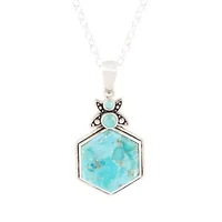 Barse Jewelry Blue Turquoise and Sterling Silver Hexagon Pendant Necklace
