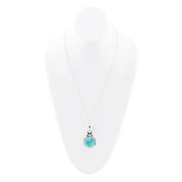 Barse Jewelry Blue Turquoise and Sterling Silver Hexagon Pendant Necklace