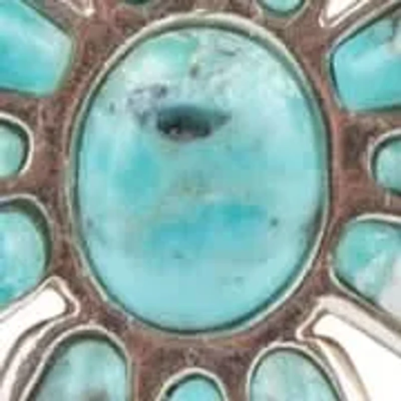 Blue Turquoise Cross Pendant Silver Necklace