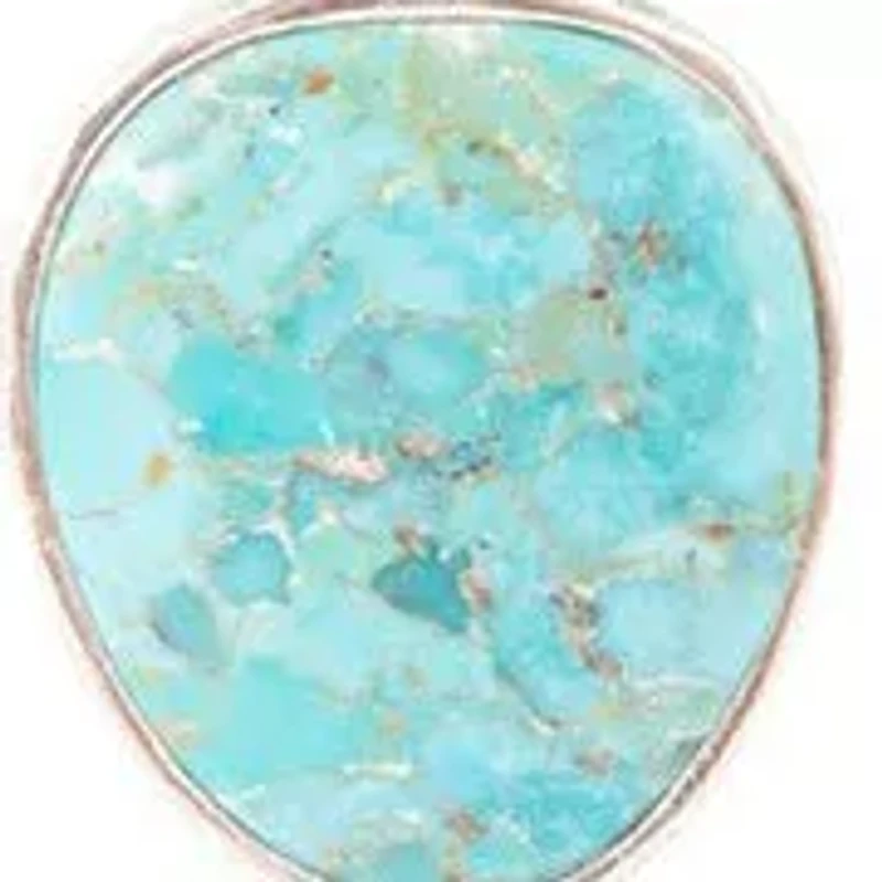 Double Stranded Blue Turquoise Silver Statement Pendant Necklace